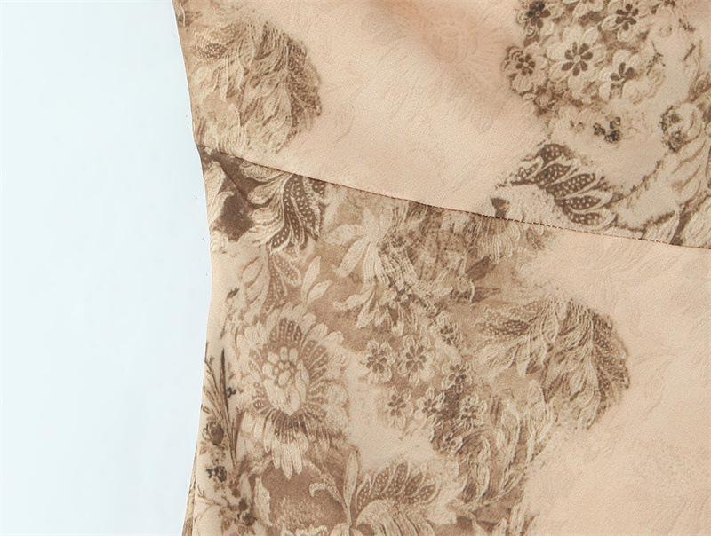 2025 Winter Golddruck Satin Schlanke Passform Langes Abendkleid