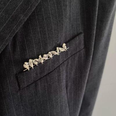 Vintage Silver Color Birds Arrangement Brooches for Women Men Niche Trend Suit Brooches Pins Daily Commute Jewelry Accessories
