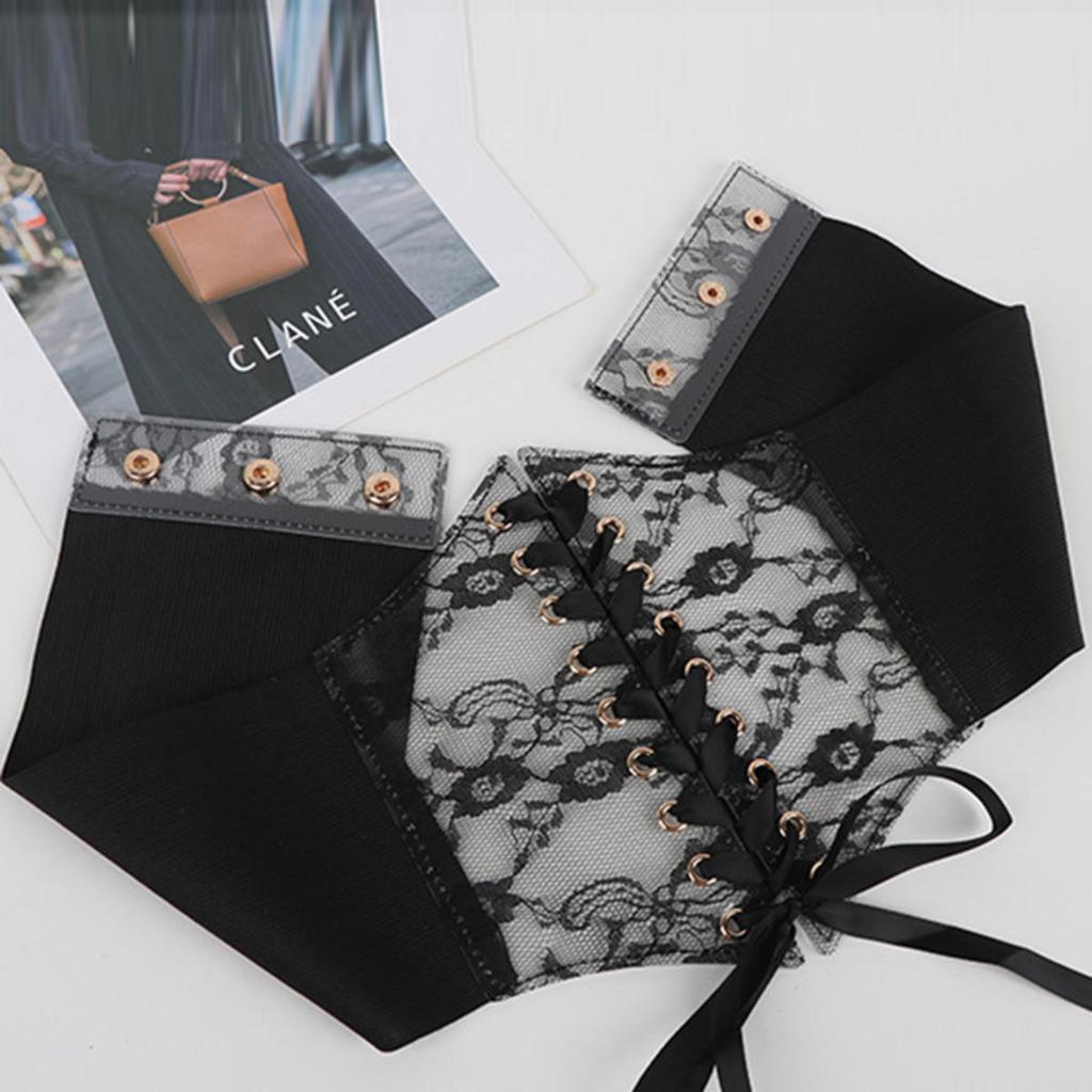 Fashionable Women Waist Corset Flower Embroidery Elastic Waistband Wide Lace Slimming Body Belts Cummerbunds