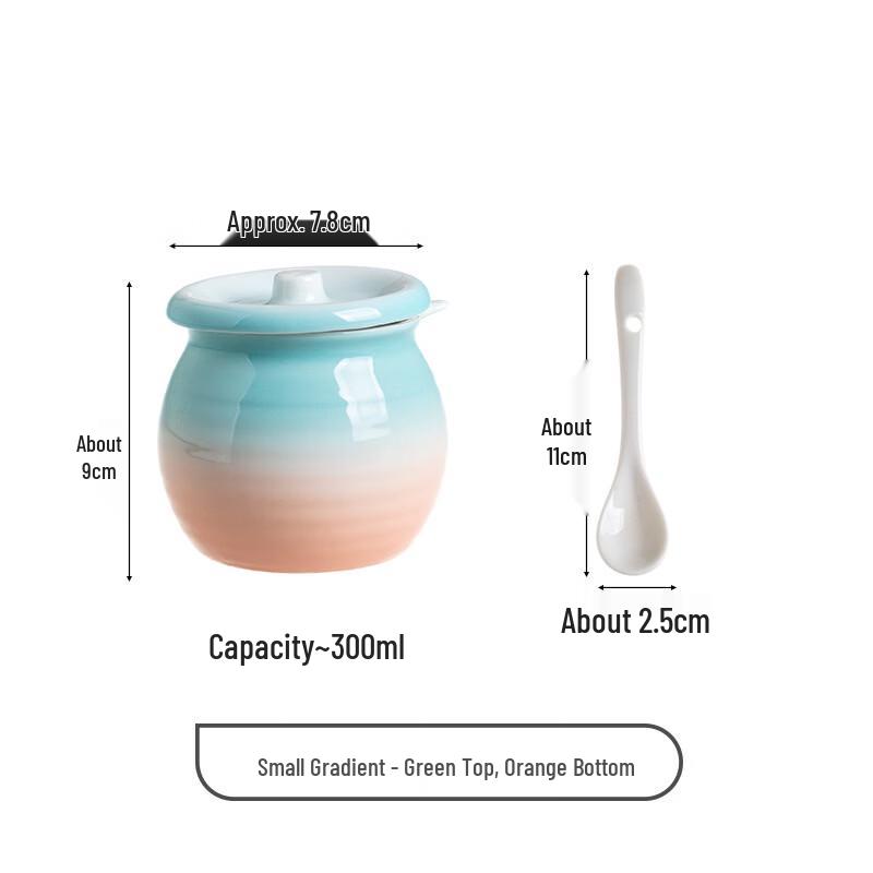 Ruhan Ceramic Seasoning Jar with Lid and Spoons