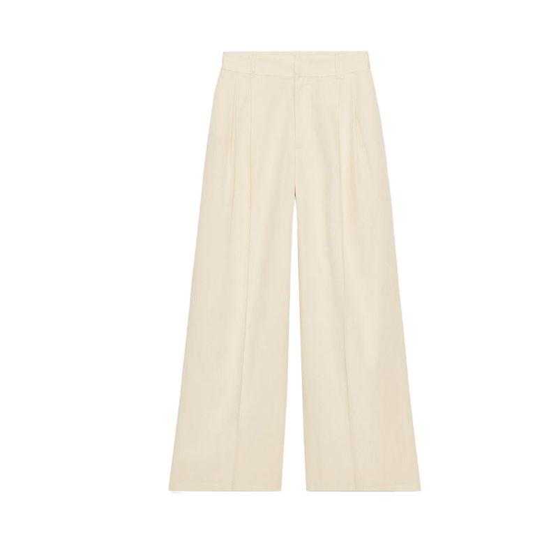 Button Vest Style off-the-Shoulder Tube Top Tops 5063731 High Waist Wide Leg Drape Pleated Pants 1255521