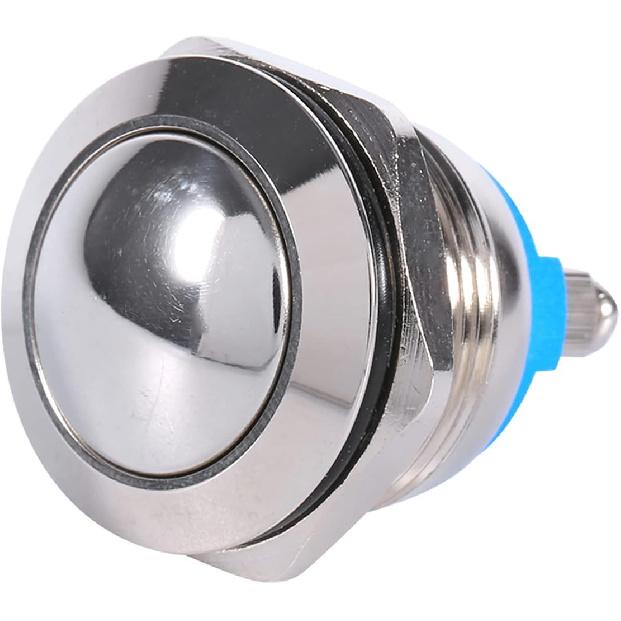 Majatou Push Button Switch, 19mm Waterproof Car Metal Shell Momentary Raised Top Push Button Switch, Car Metal Push Button Horn Momentary Switch 12V