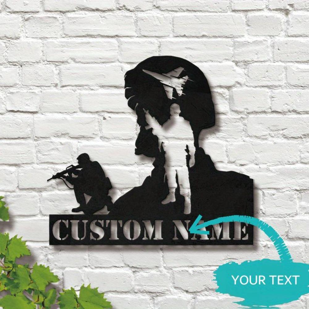Personalized Classic Metal Army Wall Decor, Custom Soldier Sign, Vintage Home Ornament, Veteran Gift, Wall Sculpture 12inch/30cm