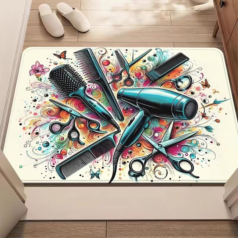 

Beauty Theme Door Mat Cosmetics Makeup Tools Pattern Entrance Rug Soft Non-Slip Welcome Carpet for Salon Home Bathroom Decor 40x60cm