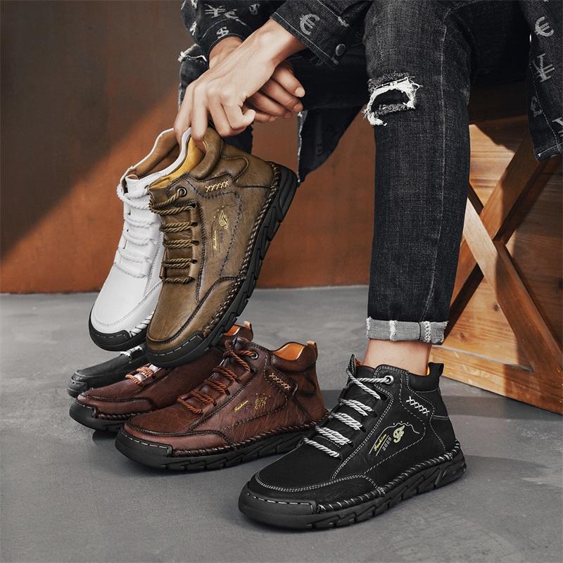 39-48 Spring/fall Mens Hip-top Leather Boots Men Boots Leather Casual Leather Shoes Men Ankle Boots
