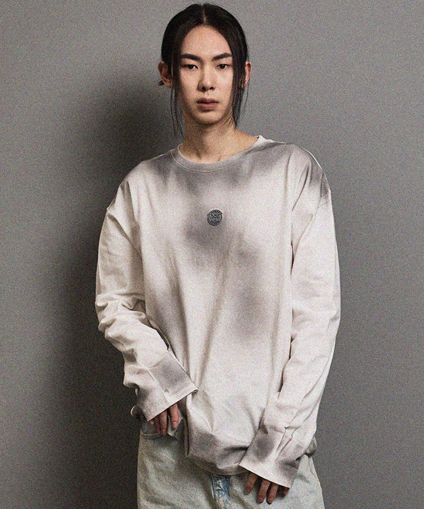 FFEFF STUDIO Stain Washed Signature Long Sleeve T-Shirt (Ivory)