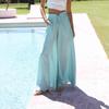 Women's Mid Waist Digital Printed Pocket Design Loose Wide Leg Casual Long Pants