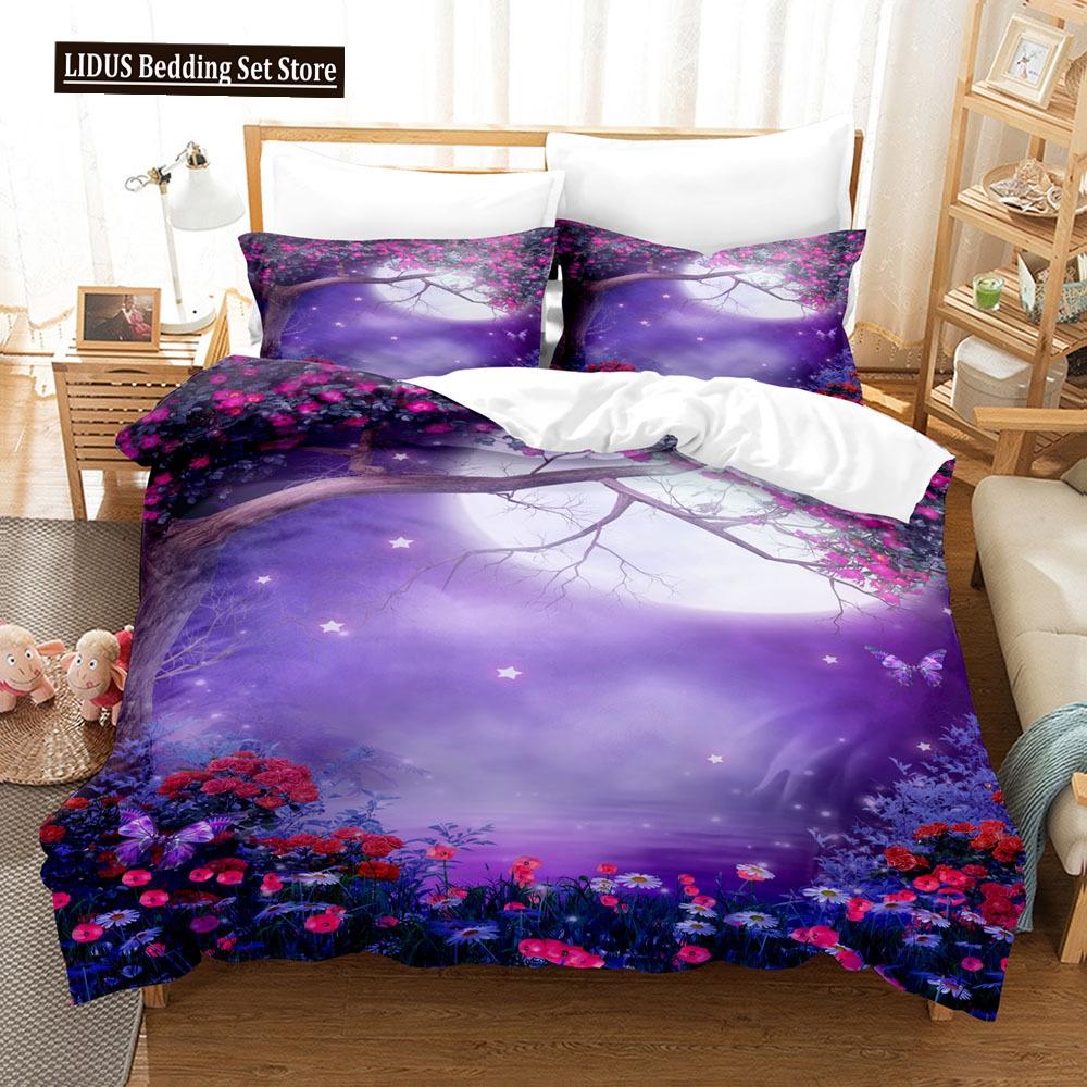 Zestaw Poszwy na Kołdrę Krajobrazowy Rozmiar King Full Letni Palmy Plaża Fale Morskie Motyw Oceaniczny Dla Dzieci Dziewczynka Chłopcy Poliestrowy Zestaw Pościeli