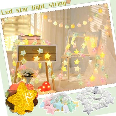 Sternenförmige LED-Lichterkette mit 20 LEDs, batteriebetrieben, 3 Meter, ideal für Raumdekoration, Geburtstag, Gartenparty, Kinderzimmer