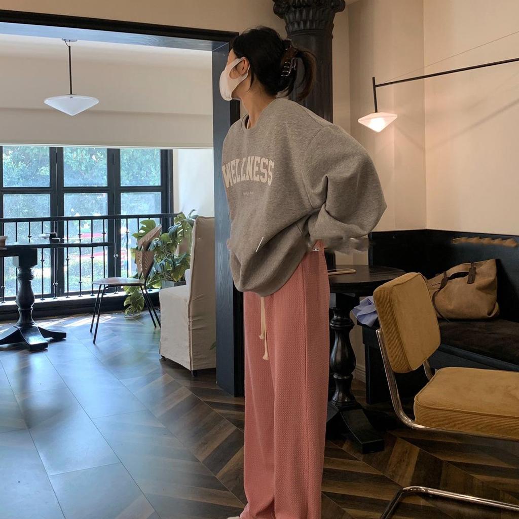 Frauen Langarm O Hals lose Pullover weibliche Tops einfarbig Sweatshirts