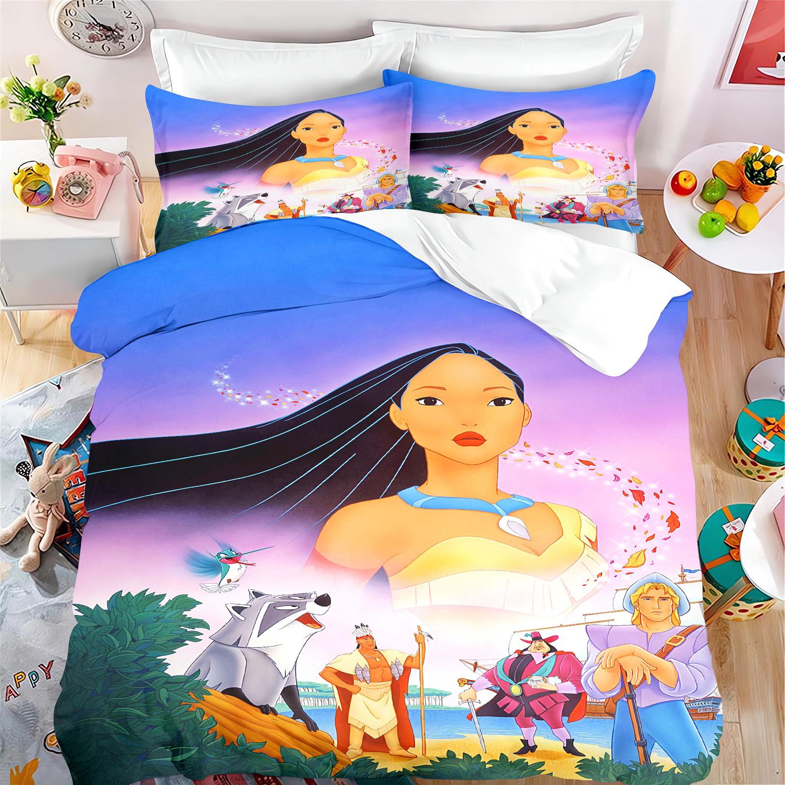 

Pocahontas Fairytale Princess Cute Printed Bedding, Anime Cartoon Quilt Cover, Polyester, Skin Friendly, Breathable 203x228cm