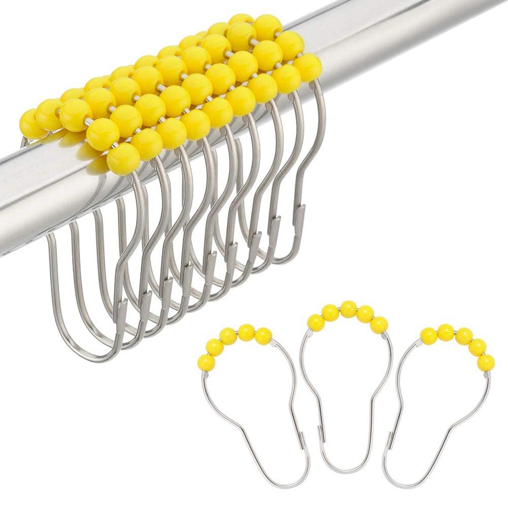 12pcs Shower Curtain Hooks Stainless Bath Curtain Rings Heavy Duty Drape Hooks