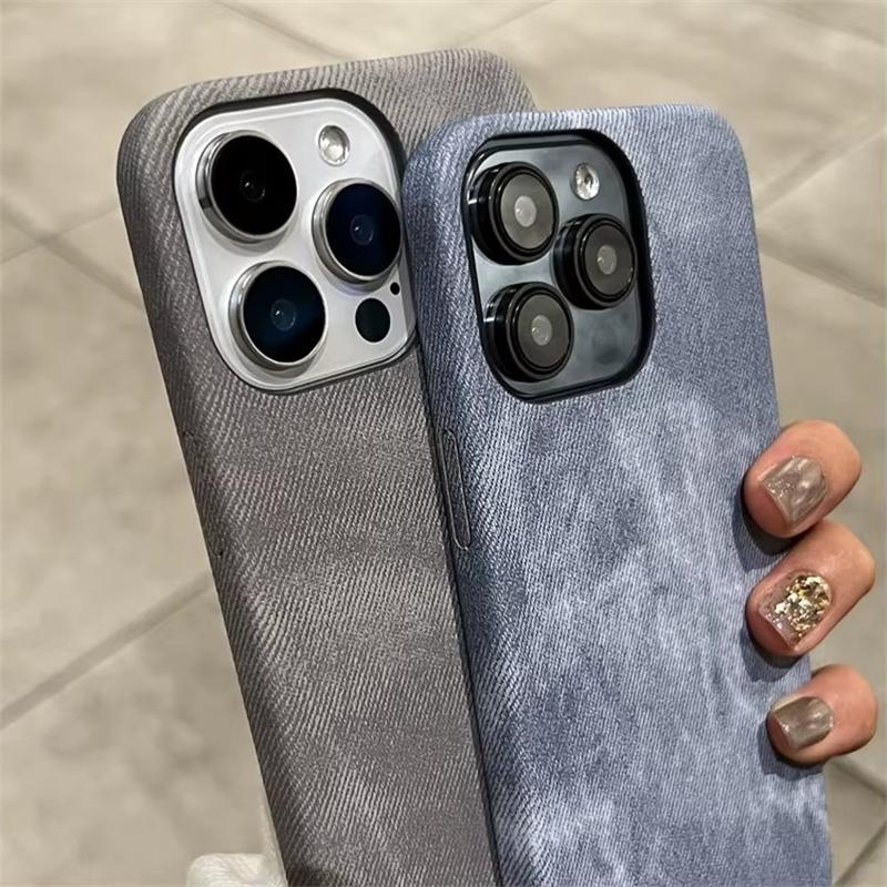 Luxusní matný kožený látkový obal pro iPhone 16 15 14 Plus 13 12 Mini 11 Pro X XR XS Max Soft Shockproof Jeans Retro Thin Cover