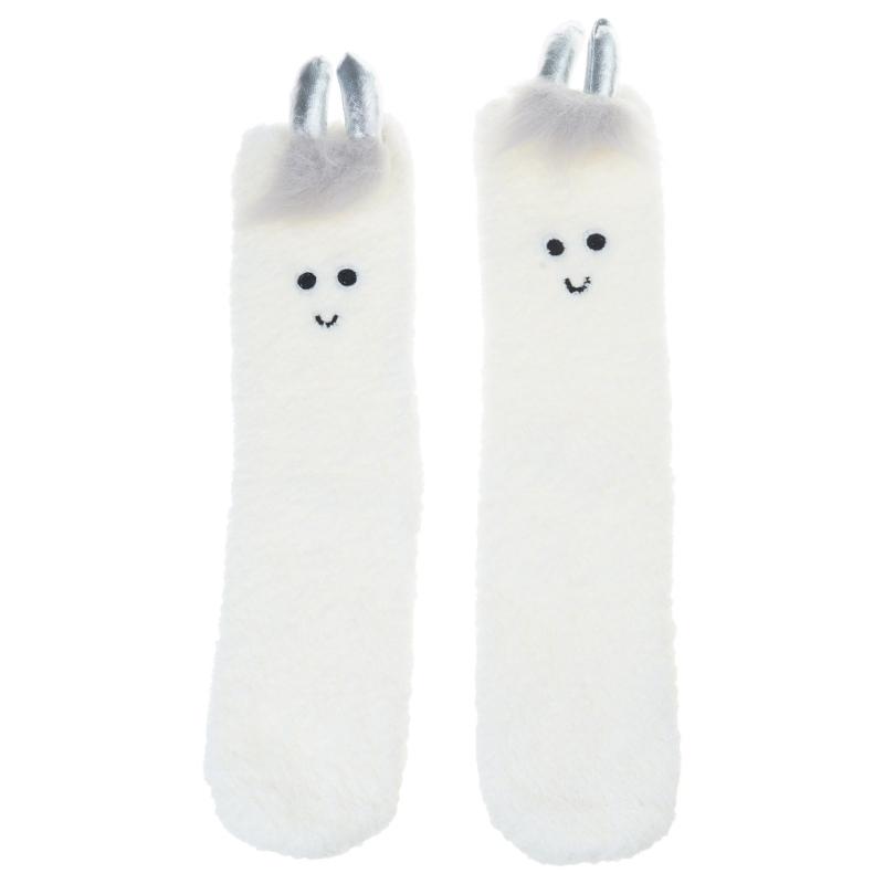 Fuzzy Socks for Women Girls Winter Warm Coral Fleece Floor Socks Cute Cartoon Animal Furry Bed Socks for Home Sleeping