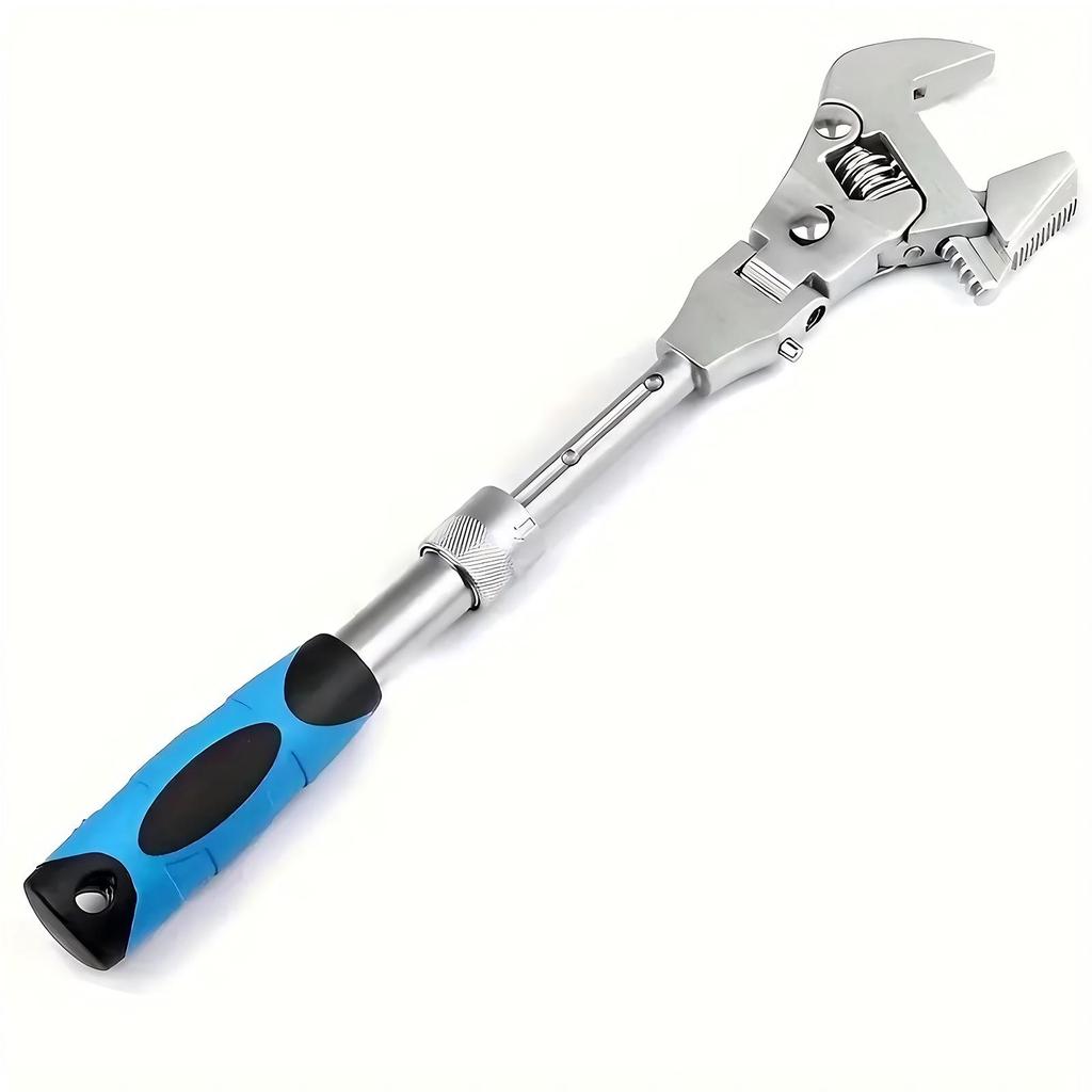 5-in-1 Adjustable Ratchet Wrench, Swivel Head Stainless Steel Tool, Extendable Rust Resistant Hand Tool for Mechanics Plumbers