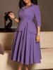 Women's Autumn Fashion Plus Size Dress with Blazer Collar, Solid Color A-Line Maxi Dress for African Women