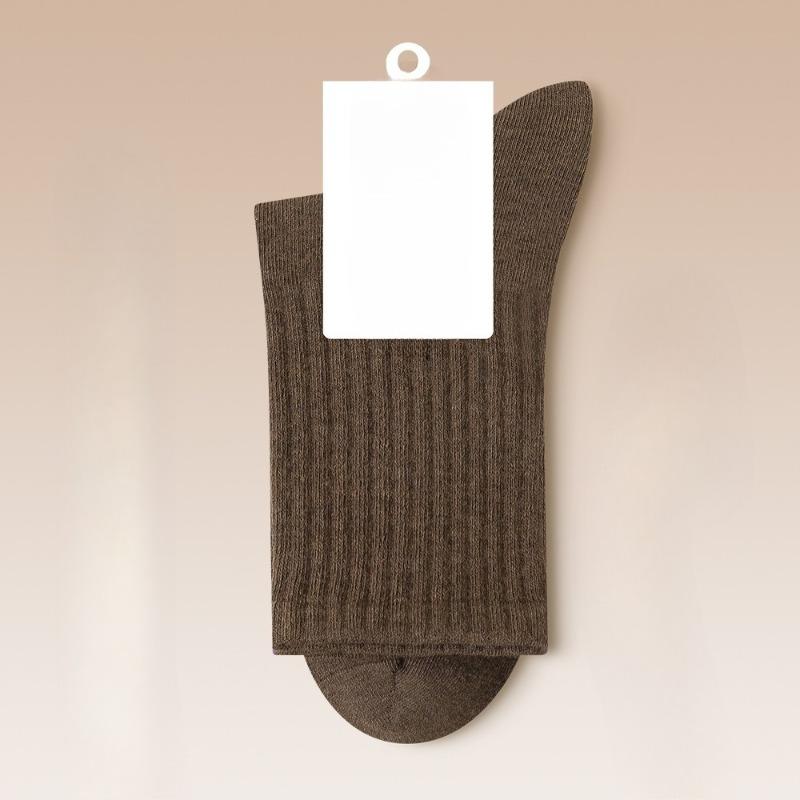 Ladies Spring and Autumn Pure Cotton New Solid Color Rubber Band Antibacterial Sports Leisure Sweat Absorbing Tube Cotton Socks