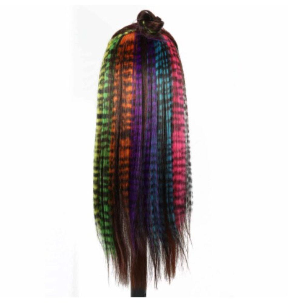 Colorful Girls Heat Resistant Fiber Feather Hair Extension Piece Leopard Print Wig Hair Accessories