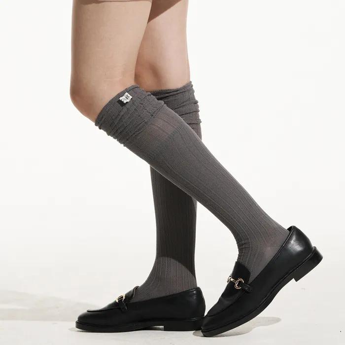 KNIT OVER KNEE SOCKS CHARCOAL