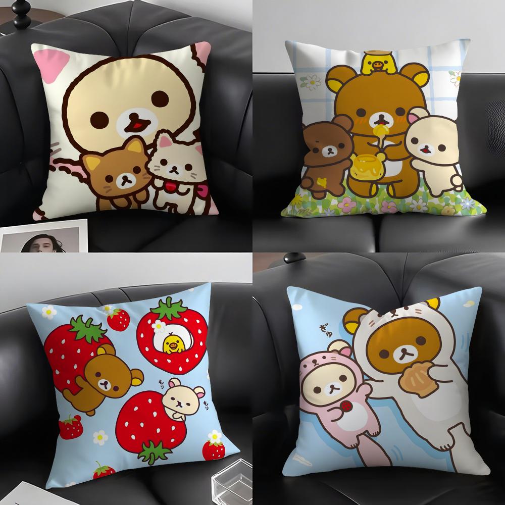 RRilakkuma Cartoon Cushion Cover Pillowcase Ultra Soft Skin Friendly Fabric Cloud Like Comfort  Concealed Zipper