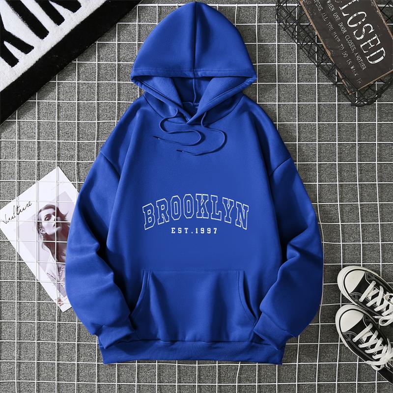 Women Brooklyn Letter USA Funny Black Hoodie Girl Autumn Winter Fleece Sweatshirts Female Harajuku Clothes