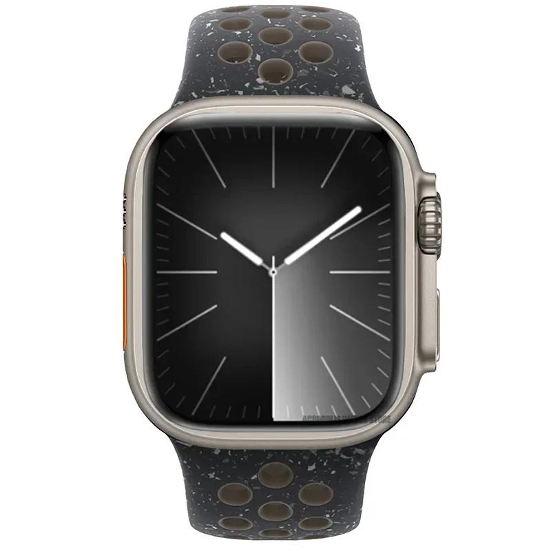 Silicone Band for Apple Watch Bands 45mm 40mm 46mm 44mm 49mm Sport Breathable Watchband Iwatch Series 11 10 9 8 7 SE Ultra Strap