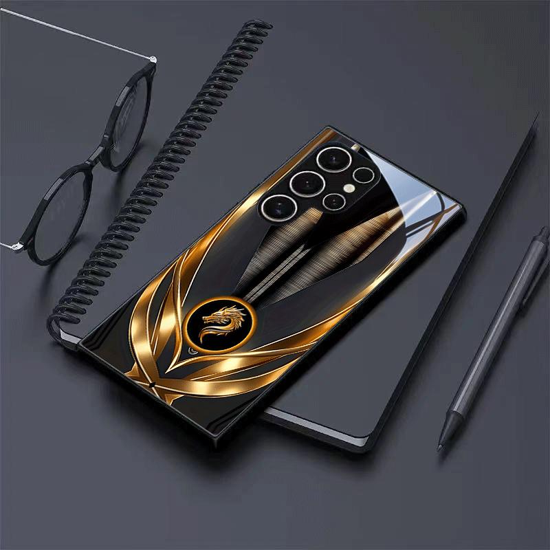 Black Gold Technology Longzi Tu Glass Phone Case is suitable for Samsung Galaxy S26 S25 S24 S22 S21 S20 FE/Ultra/Plus anti drop