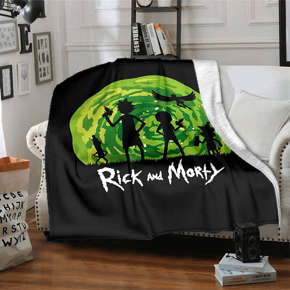 1pz Rick, Morty Coperta Plaid in Flanella Leggera Morbida Calda Coperta per Tutte le Stagioni per Divano, Letto, Viaggio, L1028142