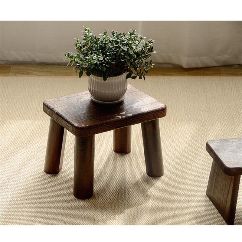 Modern Minimalist Solid Wood Stool, Small Square Low Bench, Home Shoe Changing Stool for Entryway Living Room Tea Table