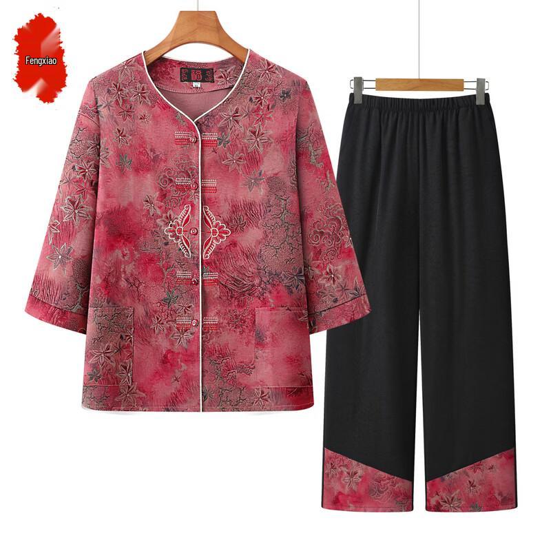 Women s New Chinese Style Summer Two-Piece Set 4XL