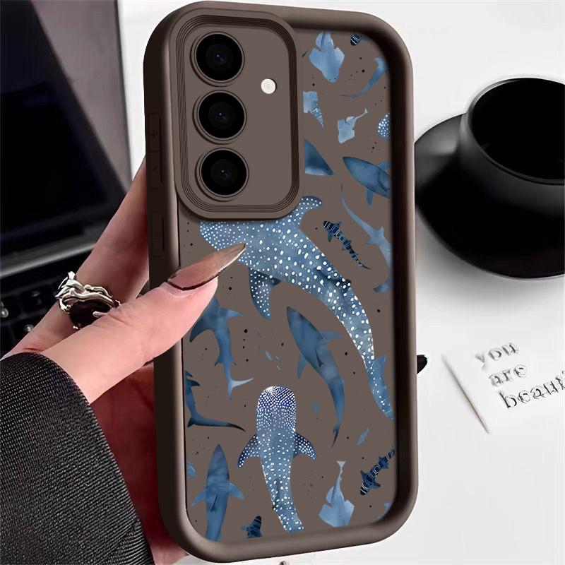 Shark Dolphin Print TPU Case For Samsung Galaxy A17 A56 A36 A26 A55 A16 A15 A35 A25 5G S25 Edge S22 S23 Ultra S24 FE Phone Cover