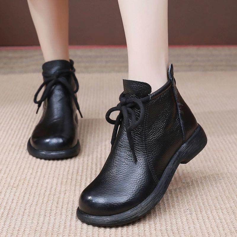 PU Leather Comfortable Flat Short Boots