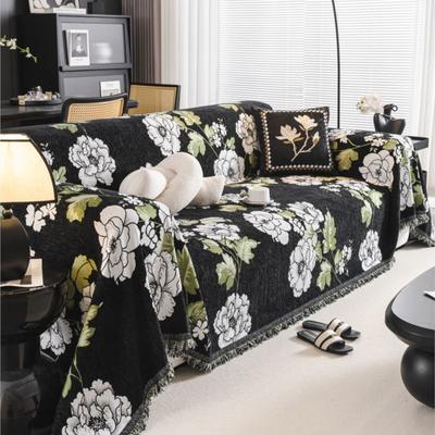 Sofaovertrekk Hjem Chenille Stort Blomstermønster Sofamatte Kasttepper Helårscamping Piknikteppe Overtrekk Sofatrekk