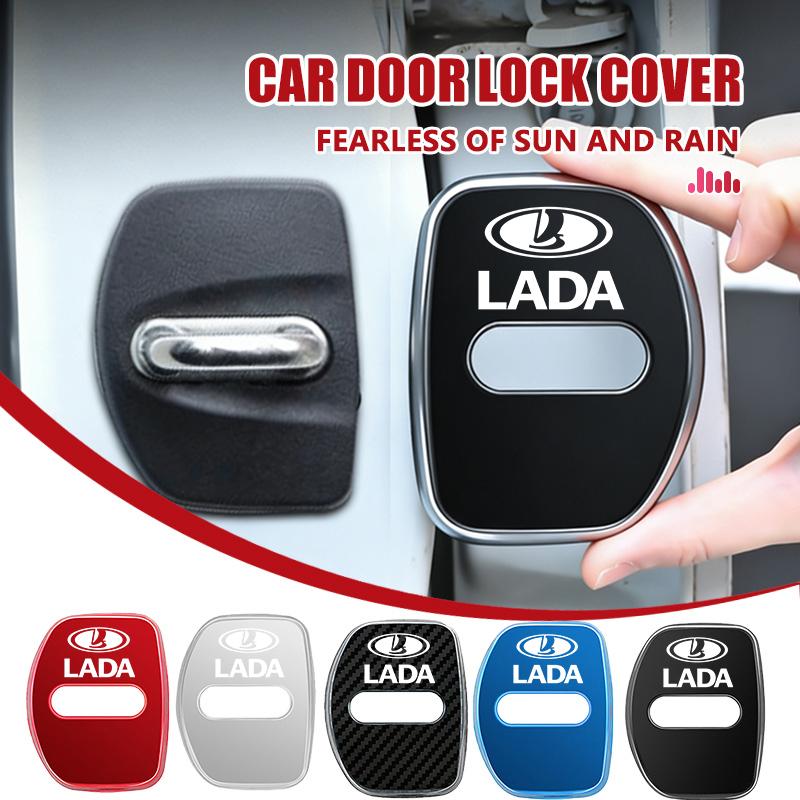 HVD1 4PCS Stainless Steel Car Door Lock Buckle Protective Cover Accessory For Lada Vesta Granta Largus Vaz Samara Vesta Niva 4X4 2110