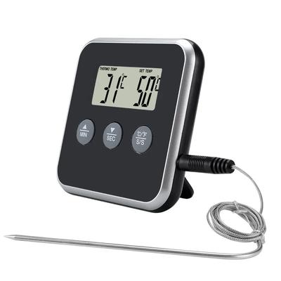 Digitales Lebensmittelthermometer Sonde BBQ Fleisch Wasser Öl Kochen Temperatur Alarm Timer Küche Grill Ofen Tester