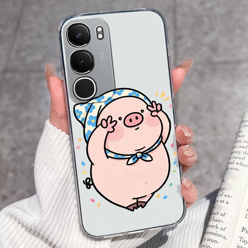 Cute Casing For Vivo Y19s Y19 Y17s Y17 Y16 Y15 Y13 Y12 Y11 Phone Covers Cute Penguin Frog Housing Clear TPU Non Slip Silicone Soft Shell For Vivo Case
