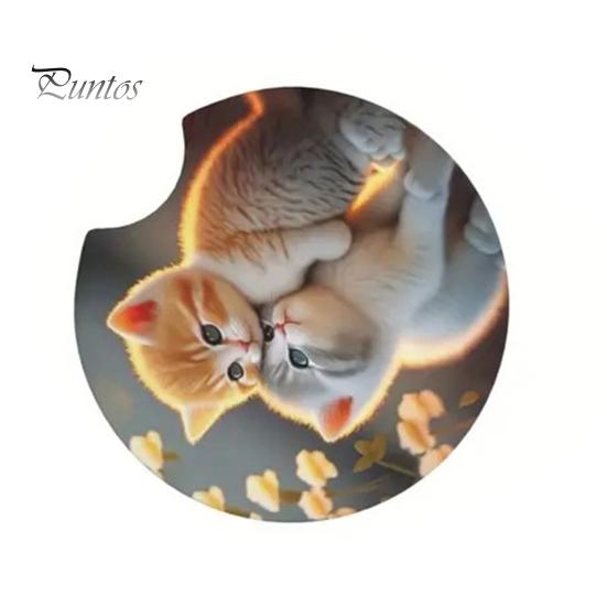 

Подставка под воду для автомобиля с рисунком кошки, износостойкая, водонепроницаемая, легко моется, многоразовый резиновый коврик для чашки, украшение для подставки Cat