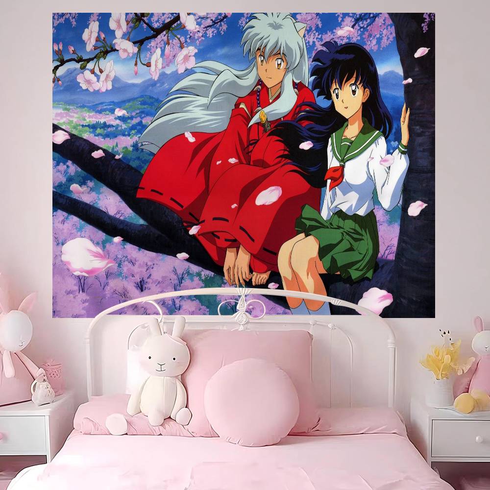 Japanese Anime Inuyasha Anime Tapestry Hanging Tarot Hippie Wall Rugs Dorm Wall Hanging Sheets