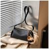 Monochromatic PU shoulder bag with zipper for women all-purpose crossbody bags feminine fashion