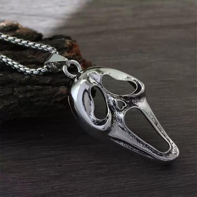 Colier din oțel inoxidabil cu pandantiv Mască de fantomă craniu de Halloween