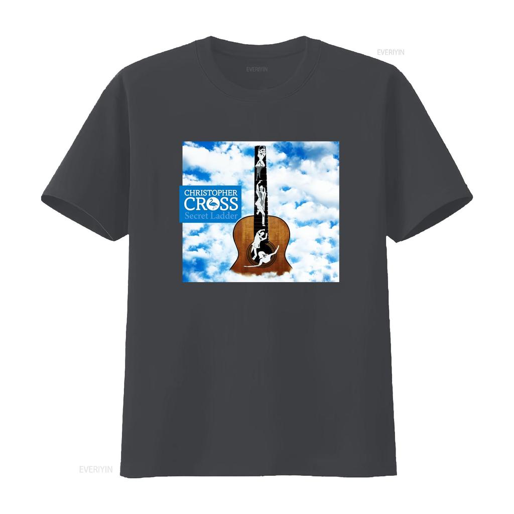 Christopher Cross Secret Ladder Guitar Dance Print T Shirt White All Sizes S 5XL Vintage Washed Stylish Unisex Stretched