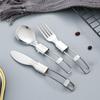 Flatware Lunch Utensils Kitchen Tool Folding Fork Serving Spoon Folding Cutlery Set Tableware