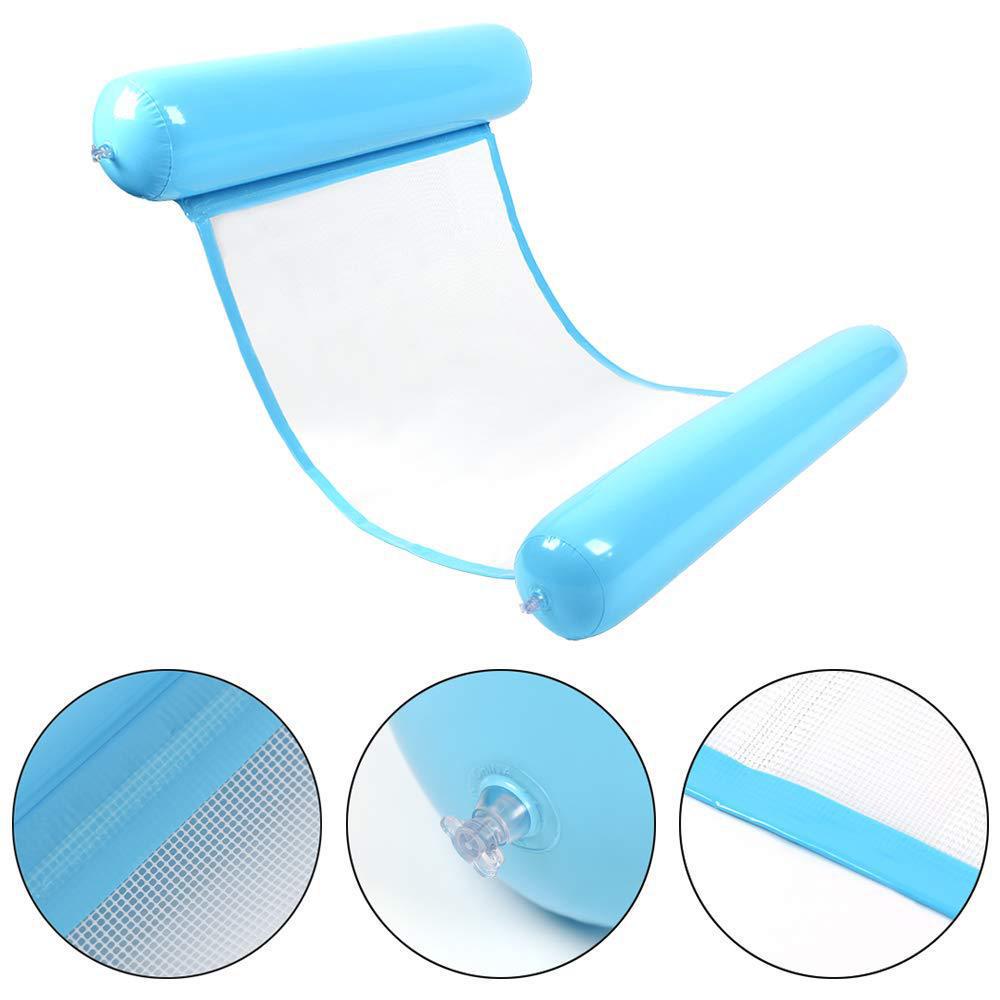 Outdoor Inflatable Striped Floating Pool Lounger - Single Person Foldable Hammock