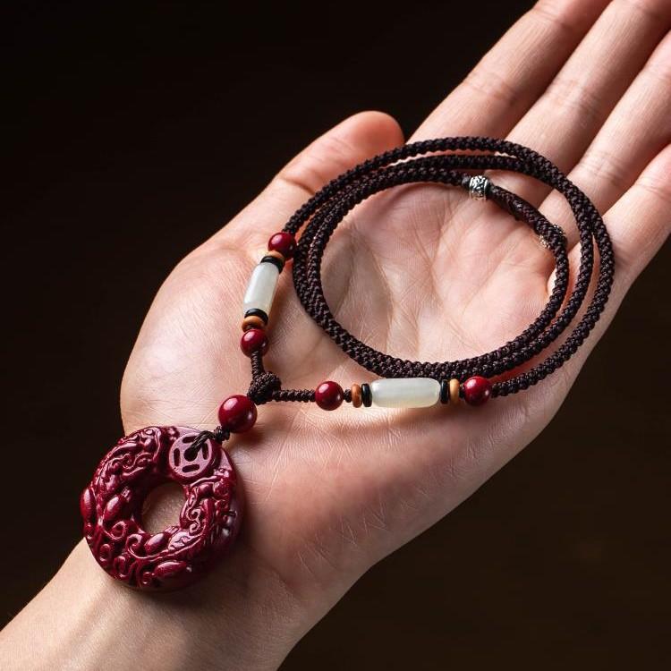 Original Cinnabar Stone Pixiu Peace Pendant Men's Necklace, Women's Sweater, Zodiac Pendant