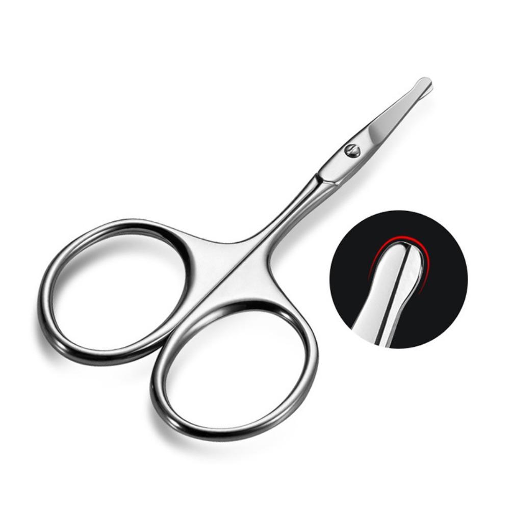 Profesjonalne nożyczki do nosa ze stali nierdzewnej, precyzyjne, okrągłe, bezpieczne, nożyczki do włosów na twarzy, maszynka do przycinania brwi, nożyczki do makijażu