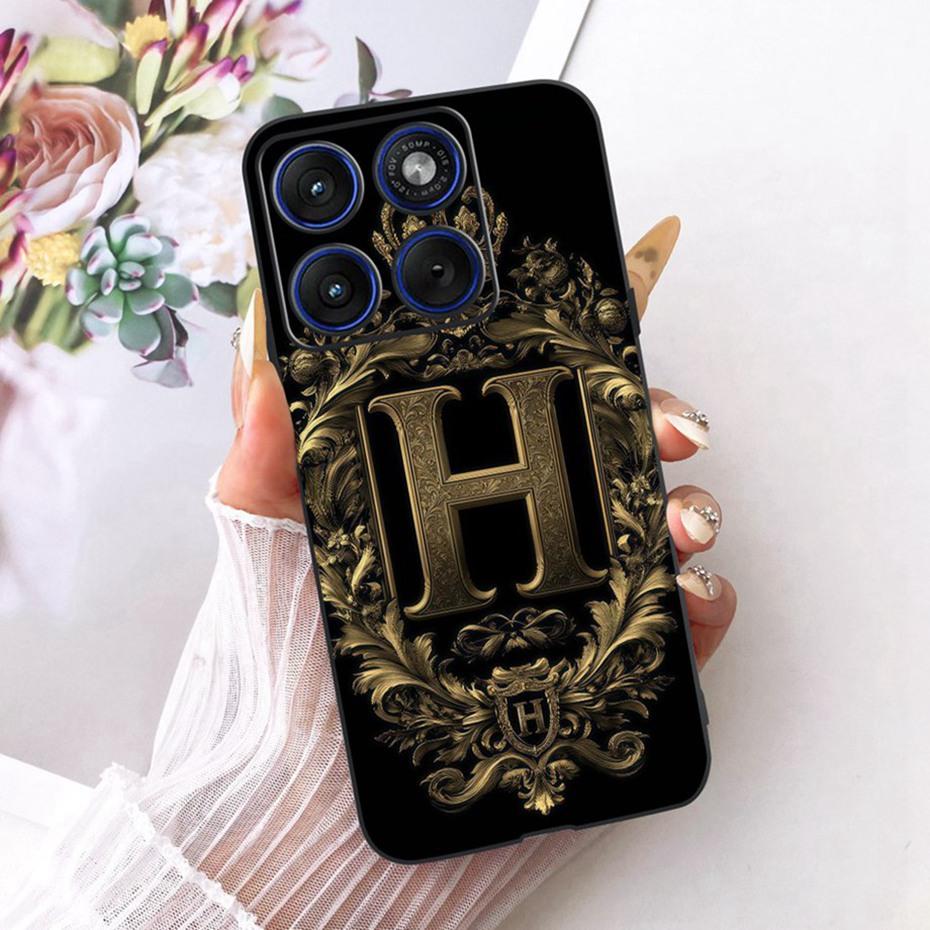 Fashion Crown Letter Case For Motorola Edge 70 / Moto X70 Air 5G Soft Black Silicone Back Cover For Motorola Edge70 Phone Cases