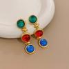 Silver Needle Zircon Earrings Retro Light Luxury Court Style Stud Earrings Niche High-end Earrings