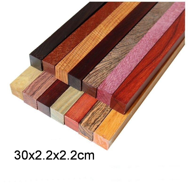 30x2.2x2.2cm Rosewood Buddha Beads Blanks Small Leaf Red Sandalwood Golden Star Square Wood Rods for Couple Bracelet Making
