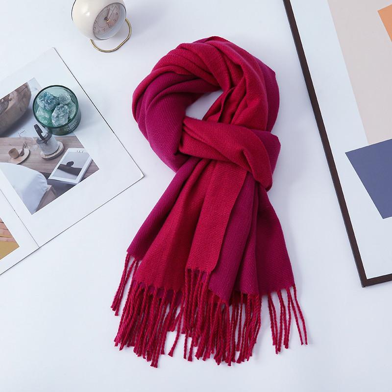 Double-sided Two-color Scarf for Women Autumn and Winter High End New Wool Scarf Shawl Imitation Cashmere Scarf