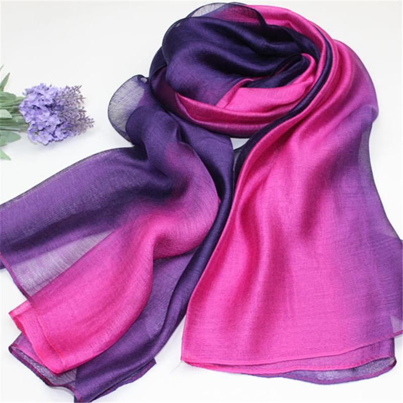 Lamaxapa 2018 New Fashion Summer/Autumn Solid Gradient Women/Lady Real 100% Silk Scarf Thin Shawls And Wrap Long Female Echarpe